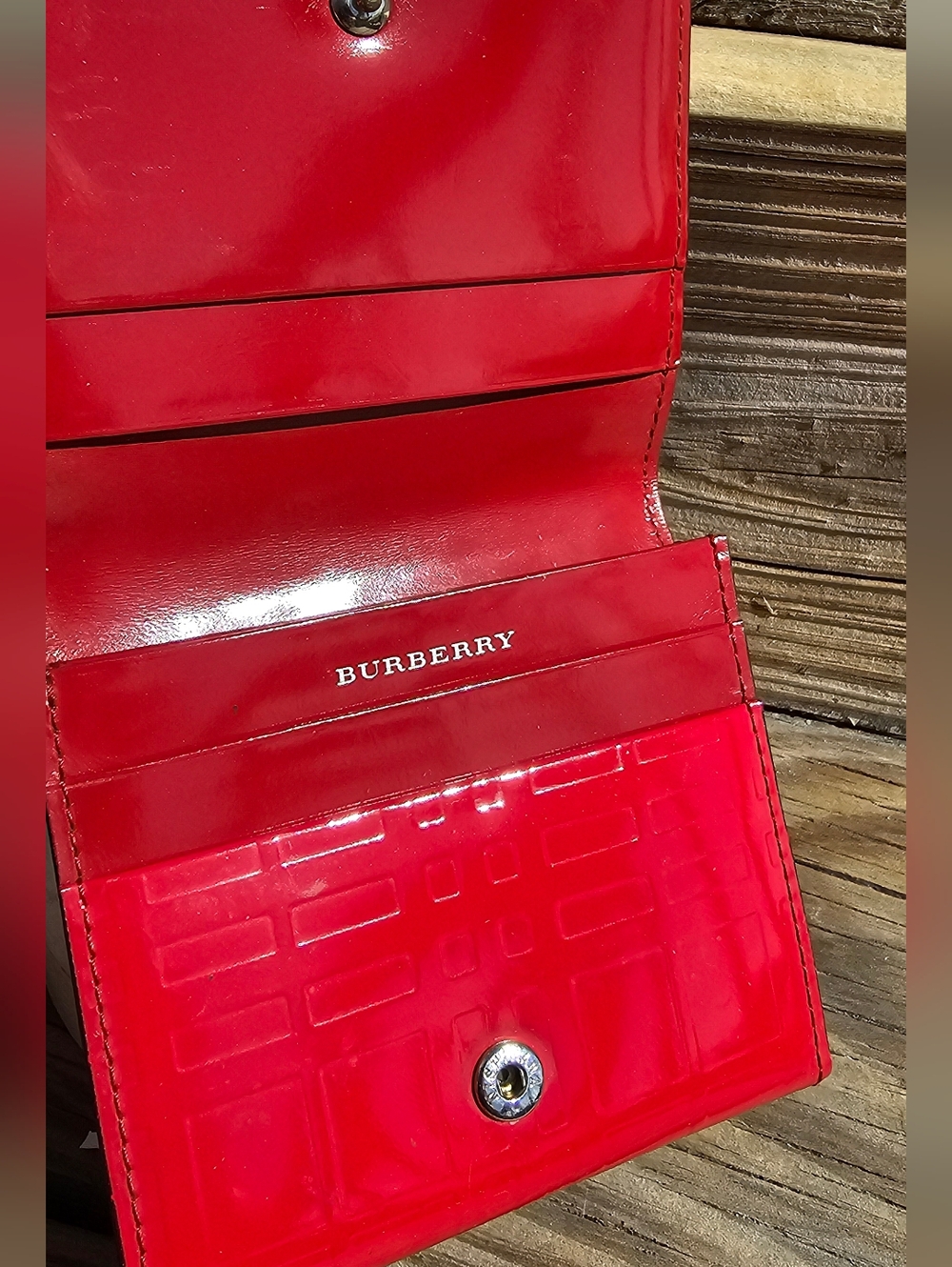 Burberry Red Patent Leather Card Wallet